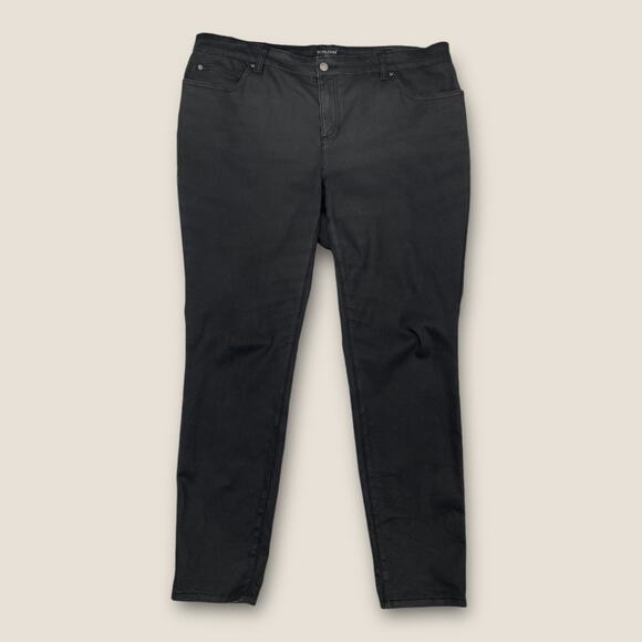 Eileen Fisher Black Waxed Organic Cotton Stretch Denim Jeans - Picture 2 of 8